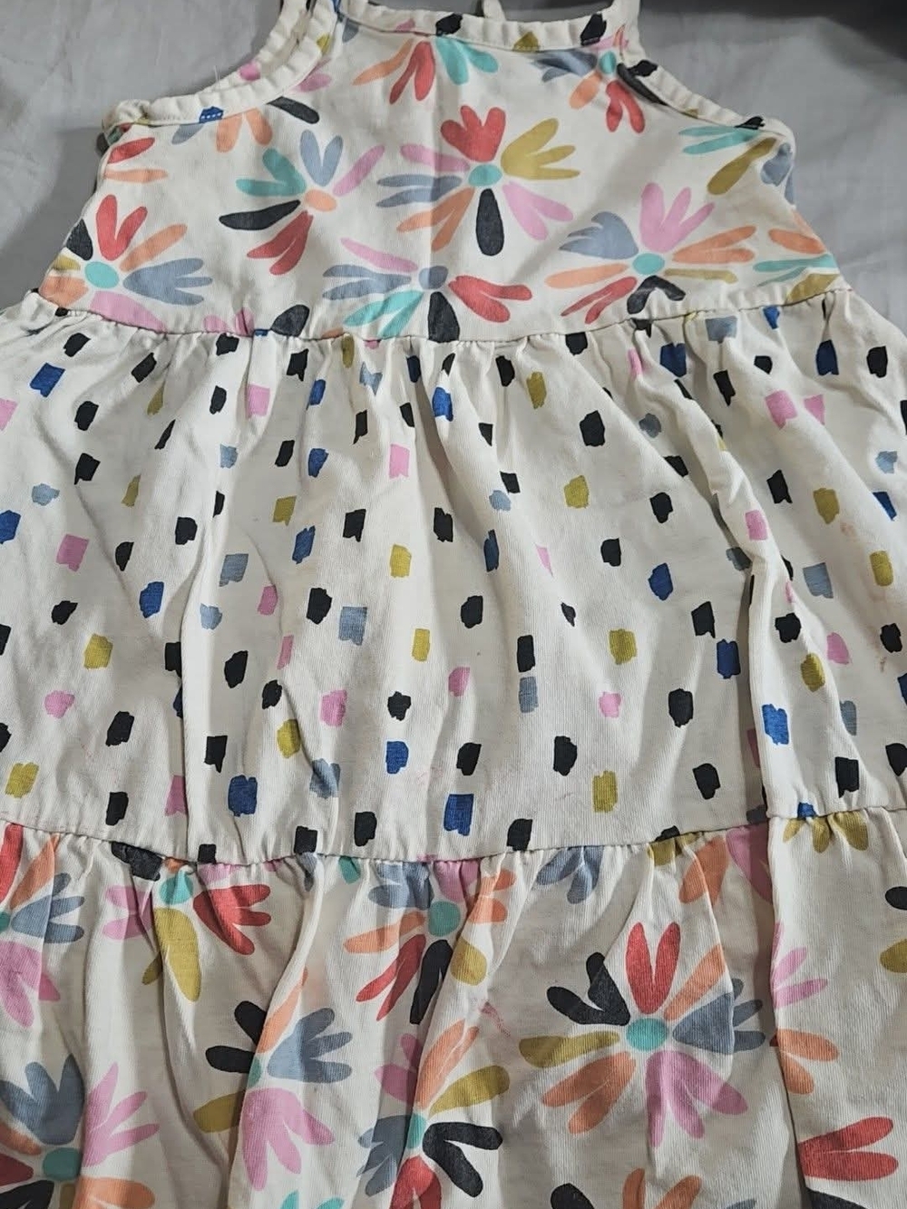 White Floral & Confetti Tiered Sundress
